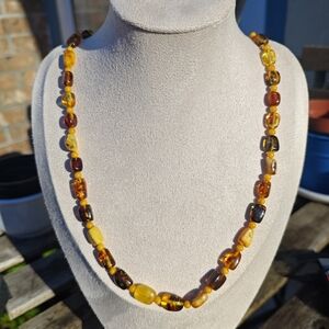 129 Baltic Amber Beaded Necklace, Length 55 cm